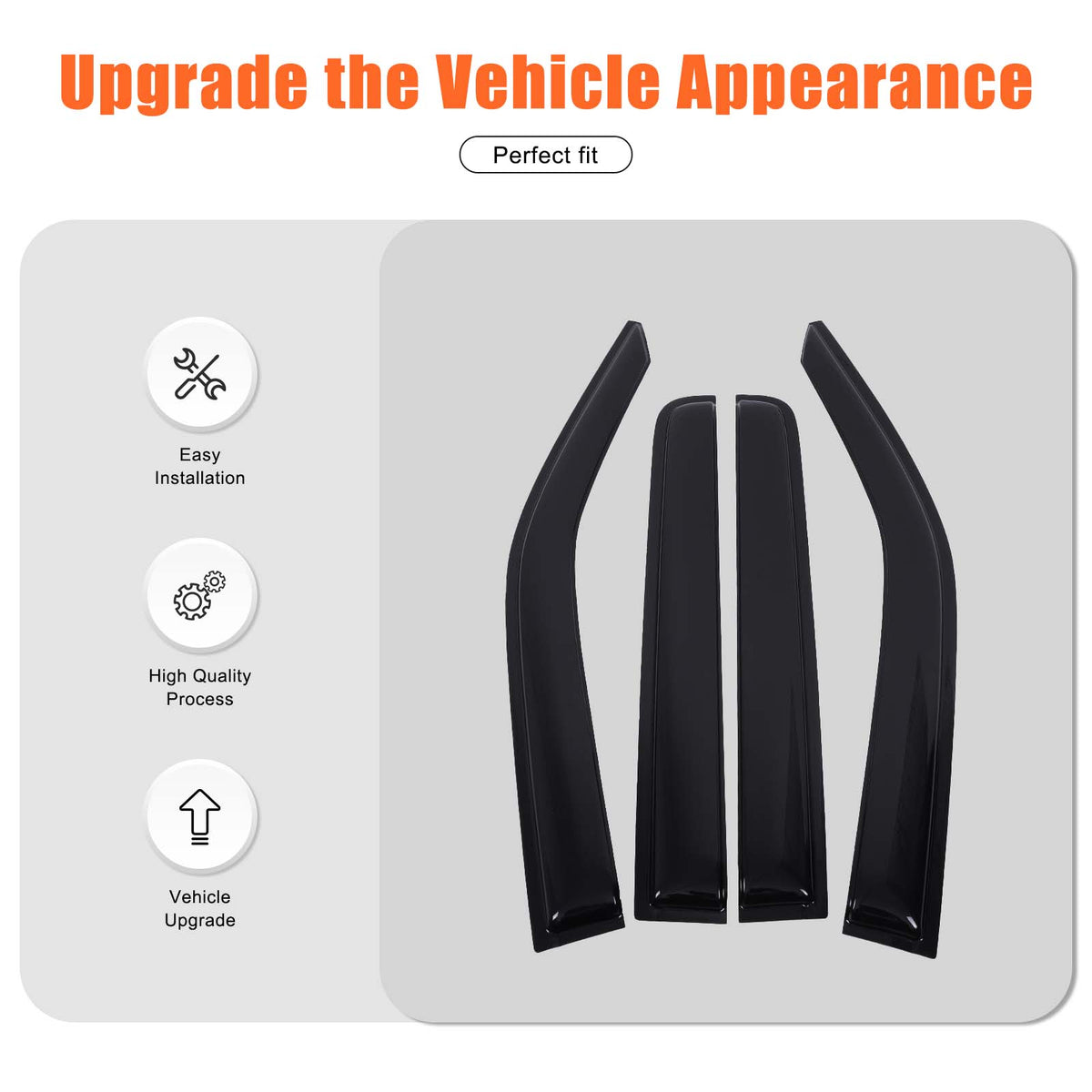 4pcs Original Window Visors Compatible with 2022+ Nissan Frontier Extra Durable Tape-on, UV Protection Rain Guard, Dark Smoke, In-Channel Style, Original Vent Wind Deflector