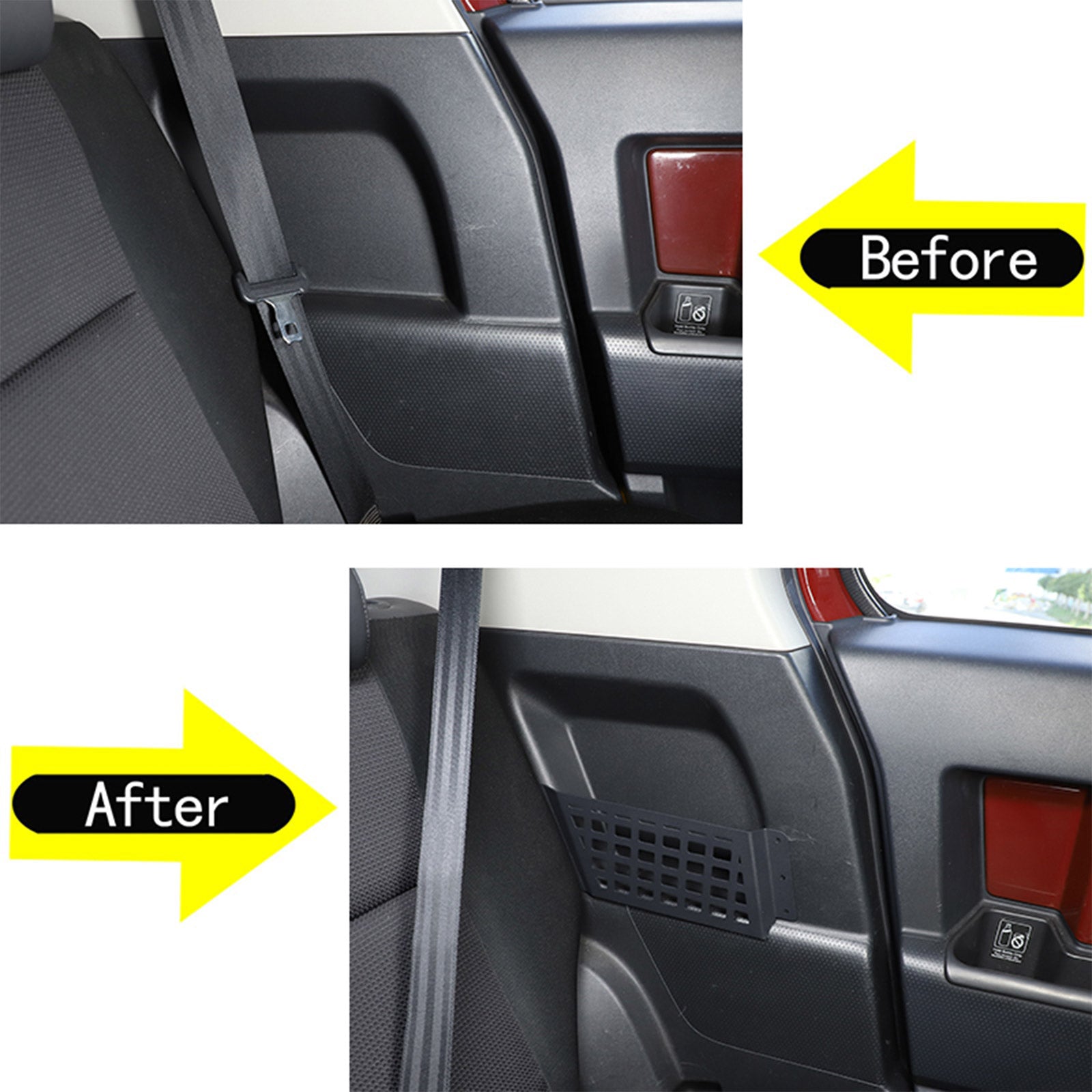 Rear Door Storage Pockets Compatible with Toyota FJ Cruiser 2007-2021, Rear Seat Molle Panel Side Organizer Storage Box Expansion Accessories