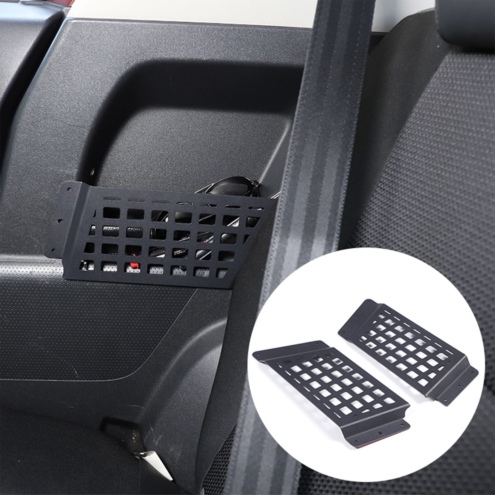 Rear Door Storage Pockets Compatible with Toyota FJ Cruiser 2007-2021, Rear Seat Molle Panel Side Organizer Storage Box Expansion Accessories