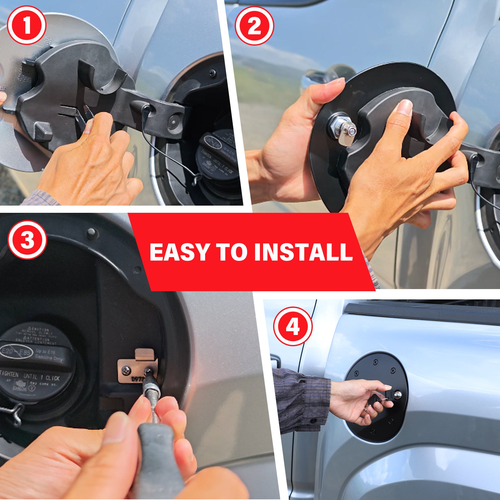 Fuel Filler Door Locking Gas Tank Cap Cover Compatible with 4th Gen Toyota Tacoma 2024 2025 2026, Not Suitable for 6ft Bed