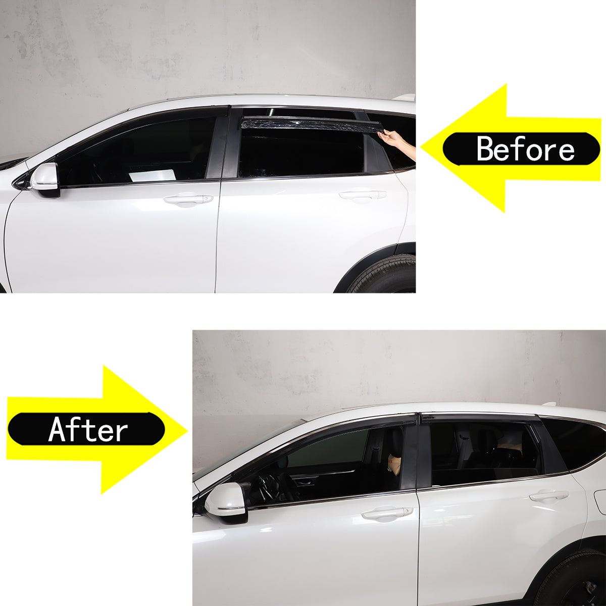 4pcs Original Window Visors Compatible with Honda CR-V 2017–2019 Extra Durable Tape-on, UV Protection Rain Guard, Dark Smoke, In-Channel Style, Original Vent Wind Deflector
