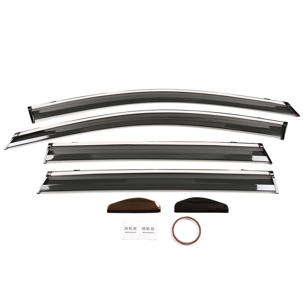 4pcs Original Window Visors Compatible with Honda CR-V 2017–2019 Extra Durable Tape-on, UV Protection Rain Guard, Dark Smoke, In-Channel Style, Original Vent Wind Deflector