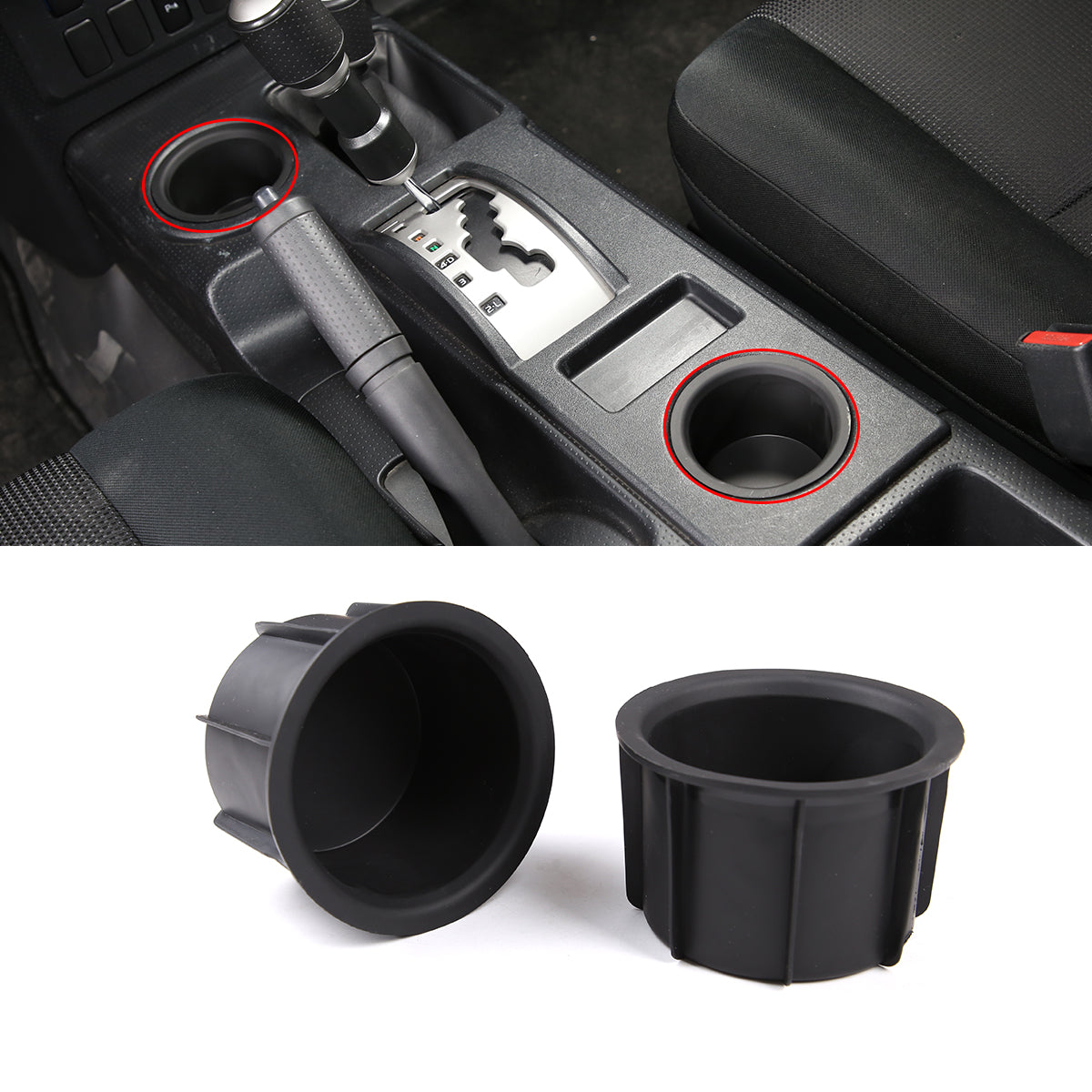 Gear Shift Console Cup Holder Sub Assembly Fit for Toyota FJ Cruiser 2007-2021, Cup Holder Inserts Replacement Storage Cup Holder 2Pcs