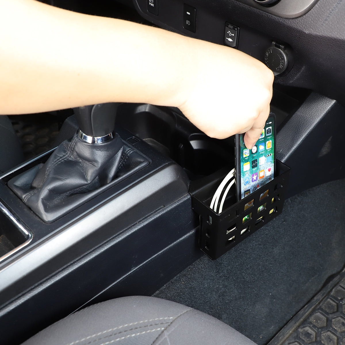 Car Interior Central Gear Storage Baskets On Both Sides Fit for Toyota Tacoma 2016-2022 Aluminum Alloy Multifunctional Tray Storage Box