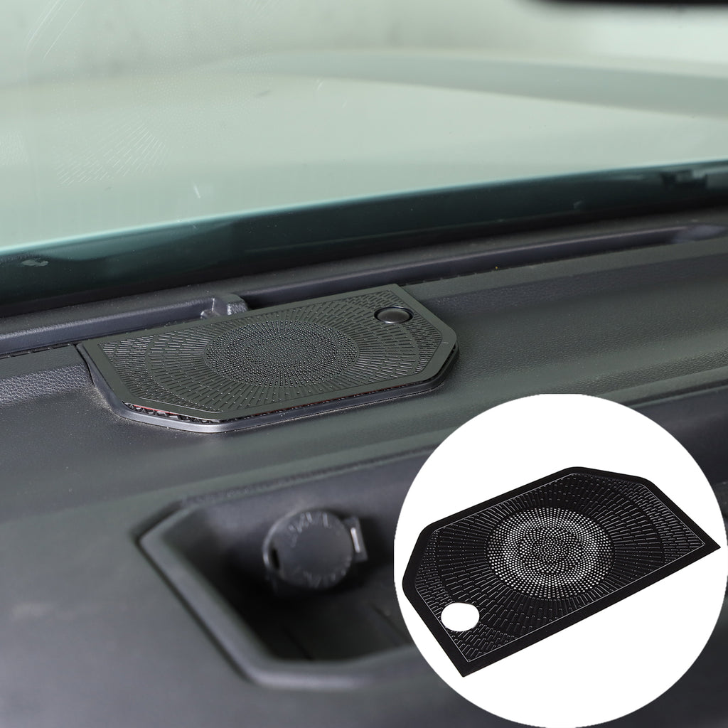 1PCS Car Aluminum Alloy Center Console Dashboard Horn Net Cover Compatible with Toyot@ Tundra 2022 2023 Car Center Console Dashboard Stereo Cover Interior Protect Accessories, Black