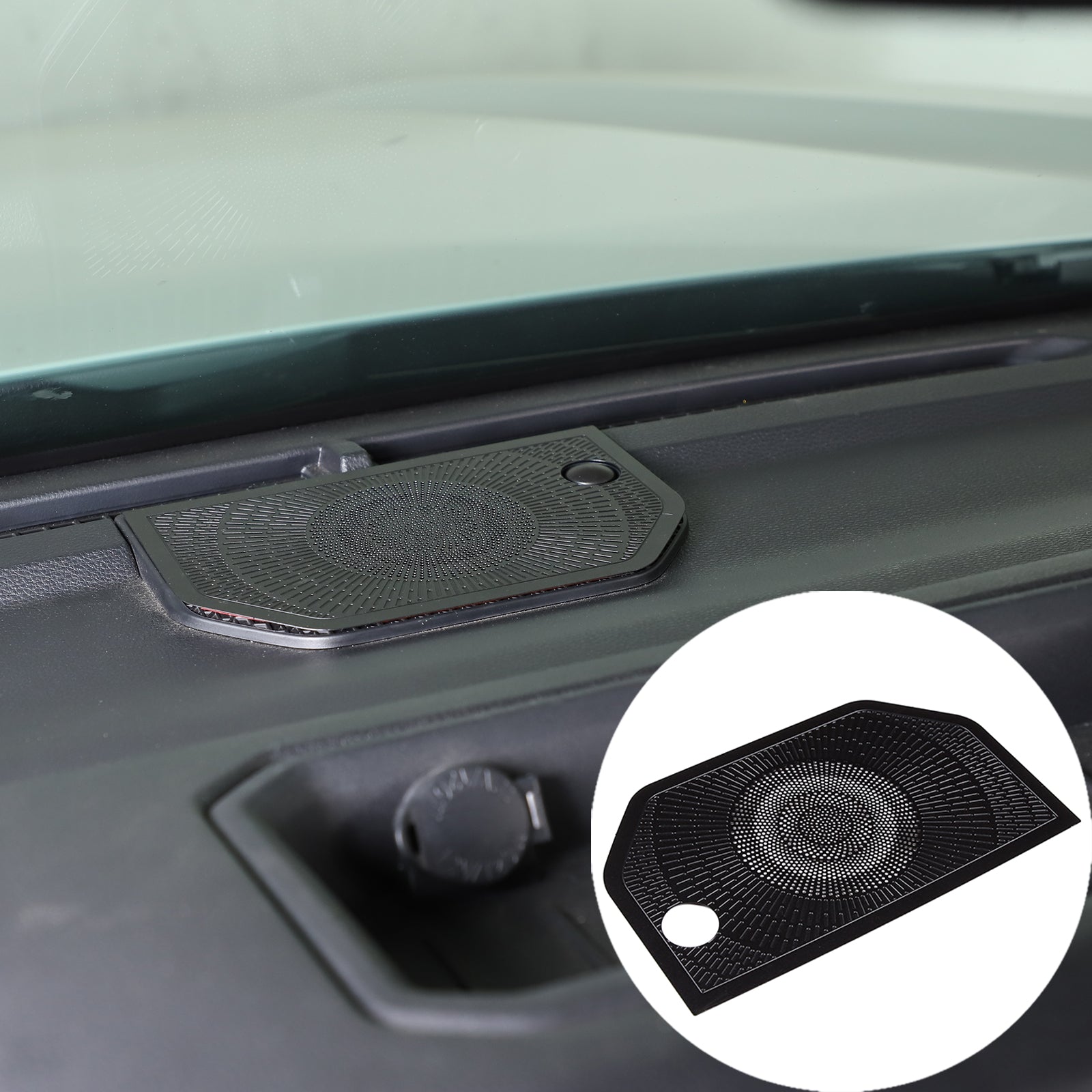 1PCS Car Aluminum Alloy Center Console Dashboard Horn Net Cover Compatible with Toyot@ Tundra 2022 2023 Car Center Console Dashboard Stereo Cover Interior Protect Accessories, Black