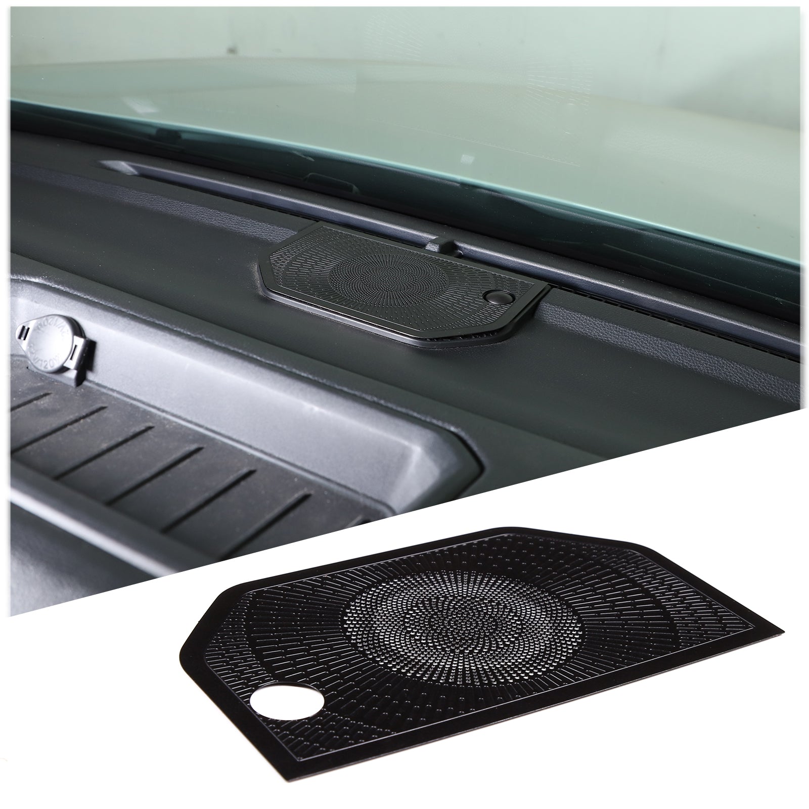 1PCS Car Aluminum Alloy Center Console Dashboard Horn Net Cover Compatible with Toyot@ Tundra 2022 2023 Car Center Console Dashboard Stereo Cover Interior Protect Accessories, Black