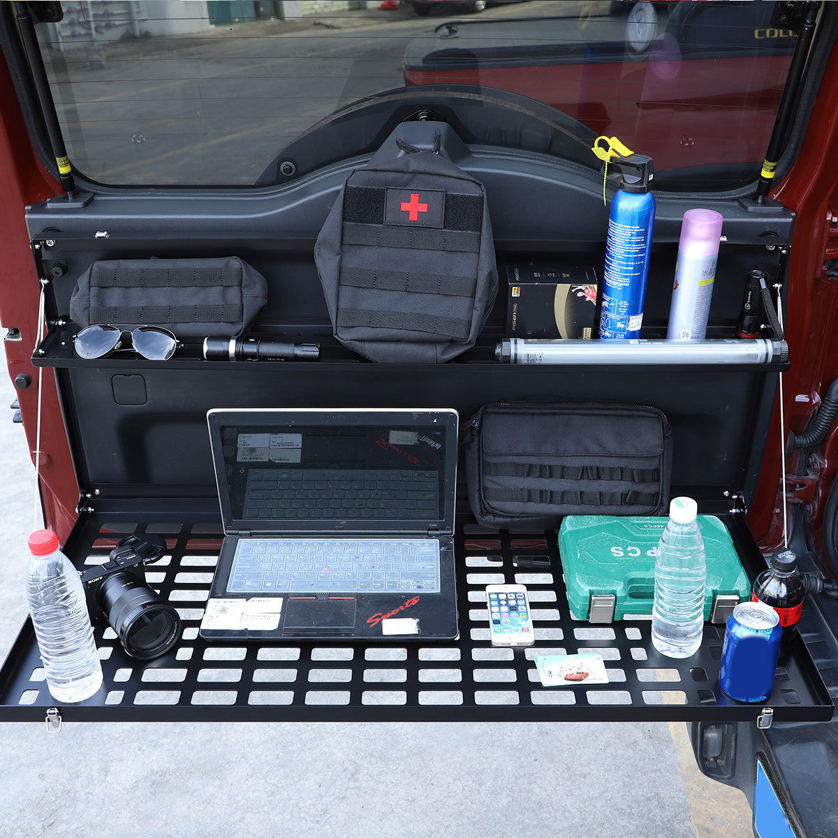 Tailgate Table Cargo Storage Rack Shelf Compatible with Toyota FJ Cruiser 2007-2021, Tailgate Foldable Double-Layer Storage Holder