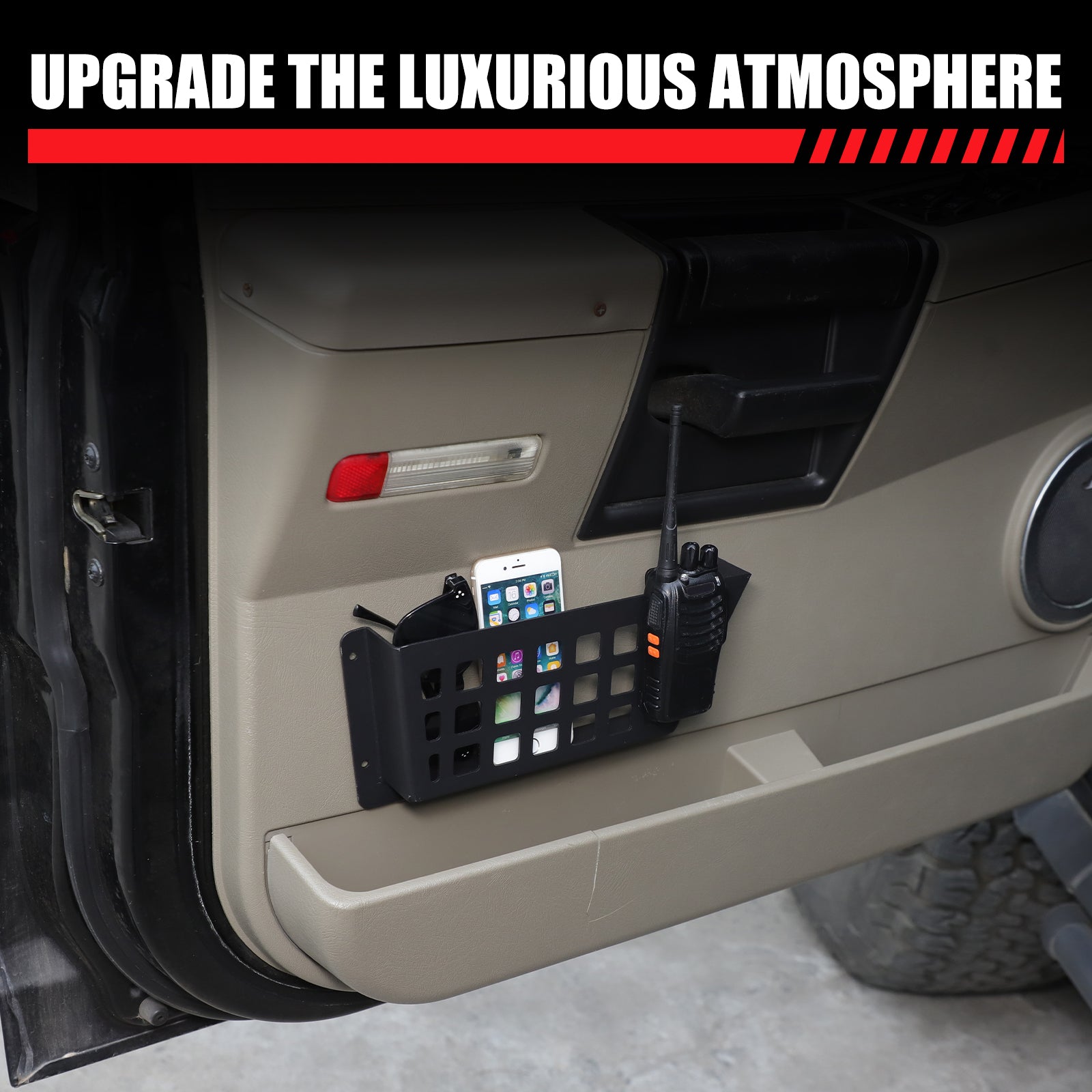 Aluminum Alloy Front Door Storage Pockets Box Compatible with Toyota Tacoma 2016-2023, Modern Style Car Organizer