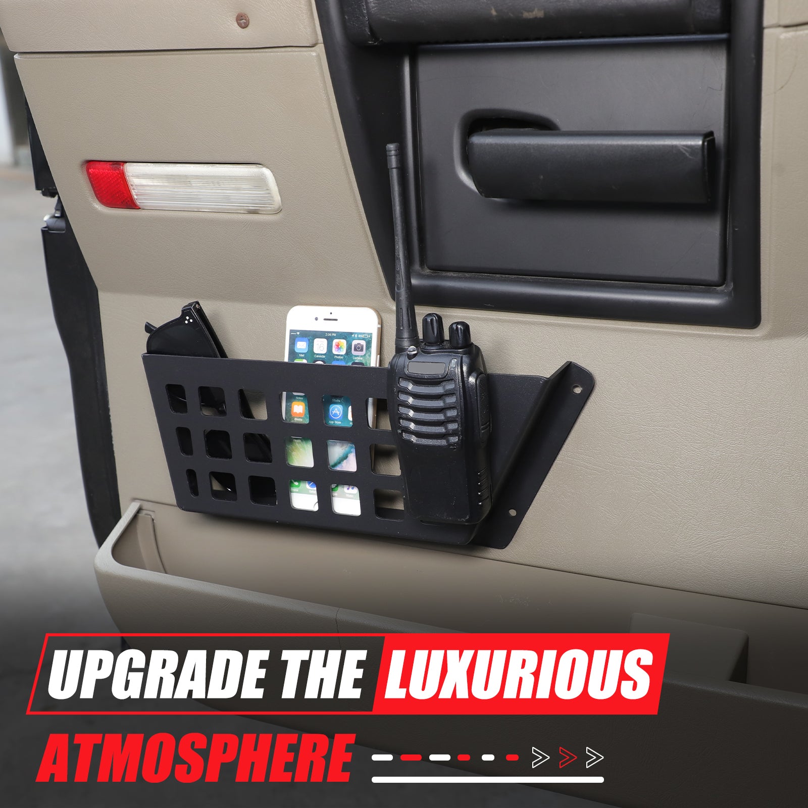 Aluminum Alloy Front Door Storage Pockets Box Compatible with Toyota Tacoma 2016-2023, Modern Style Car Organizer