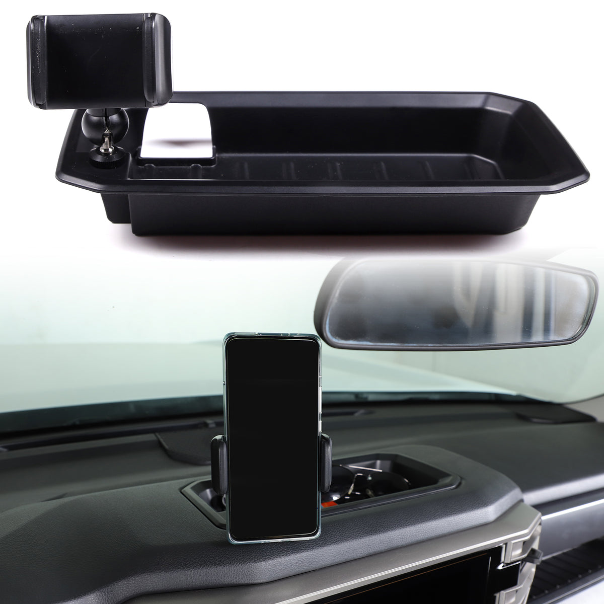 Center Console Insert Organizer Storage Tray Compatible with Toyota Tundra 2014-2020Multi-Mount System Kit,Phone Holder Mount, Center Console Tray Storage Box Dashboard Organizer