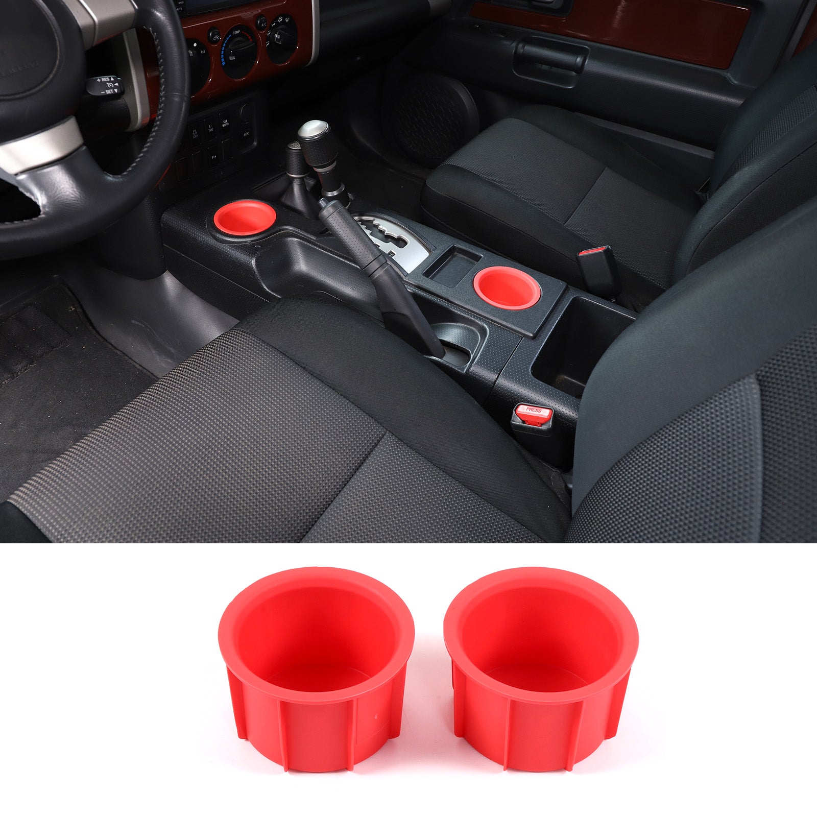 Gear Shift Console Cup Holder Sub Assembly Fit for Toyota FJ Cruiser 2007-2021, Cup Holder Inserts Replacement Storage Cup Holder 2Pcs