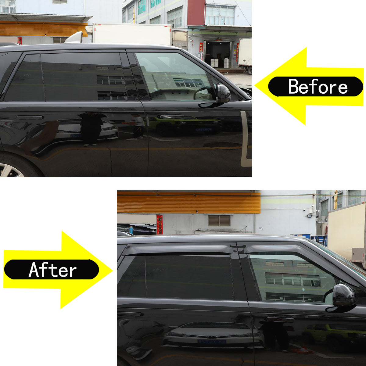 4pcs Original Window Visors Compatible with Land Rover Range Rover 2023+ Extra Durable Tape-on, UV Protection Rain Guard, Dark Smoke, In-Channel Style, Original Vent Wind Deflector (Fits Long-Wheelbase/7-Seater Stretch Models)