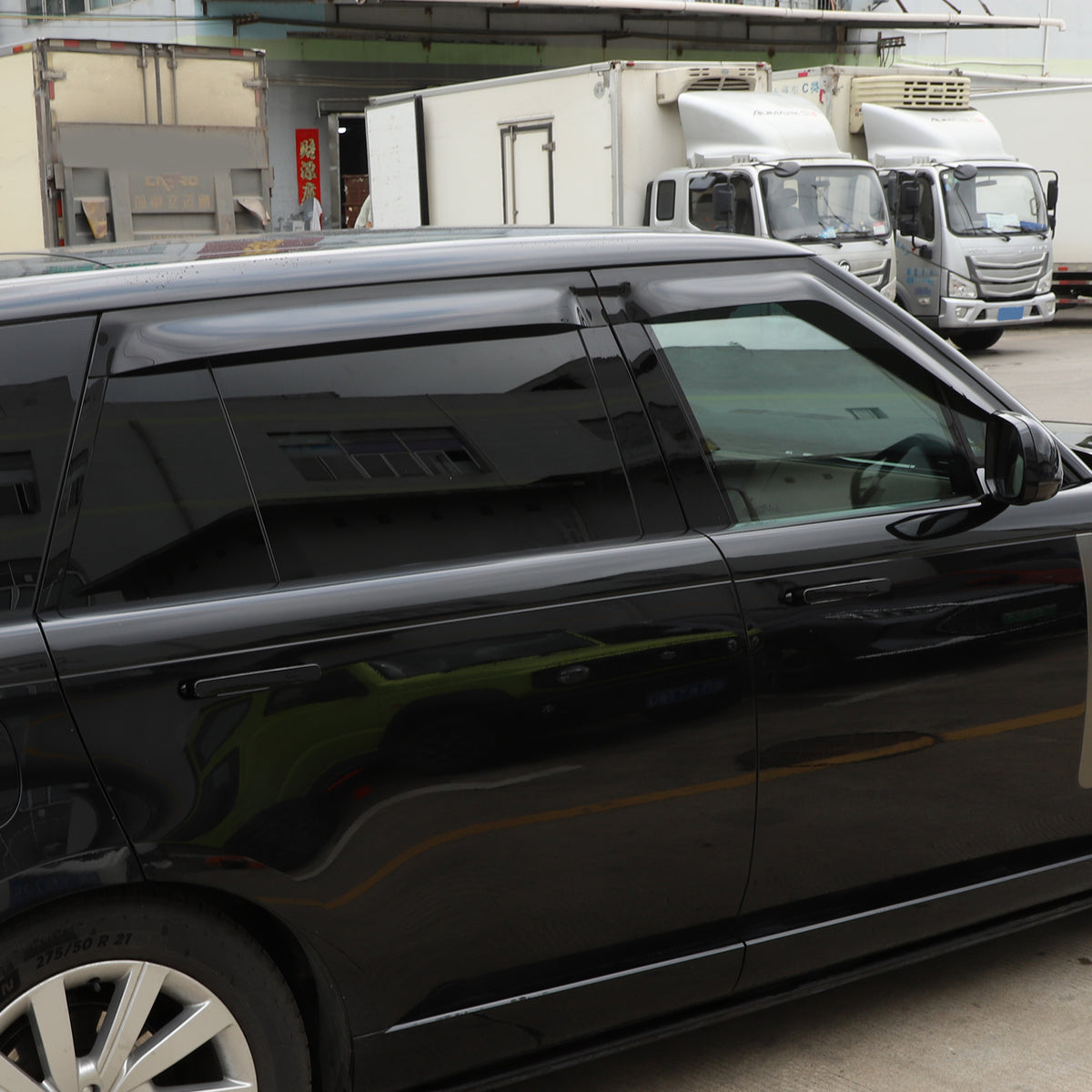 4pcs Original Window Visors Compatible with Land Rover Range Rover 2023+ Extra Durable Tape-on, UV Protection Rain Guard, Dark Smoke, In-Channel Style, Original Vent Wind Deflector (Fits Long-Wheelbase/7-Seater Stretch Models)