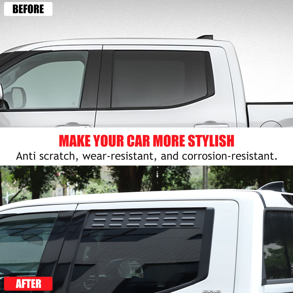 Car Aluminum Rear Side Window Louvers Air Vent Cover Compatible with Toyota Tundra 2022-2023 Rear Side Window Louvers Sun Shade Cover Wind Vent Air Deflector Decoration Exterior Accessories