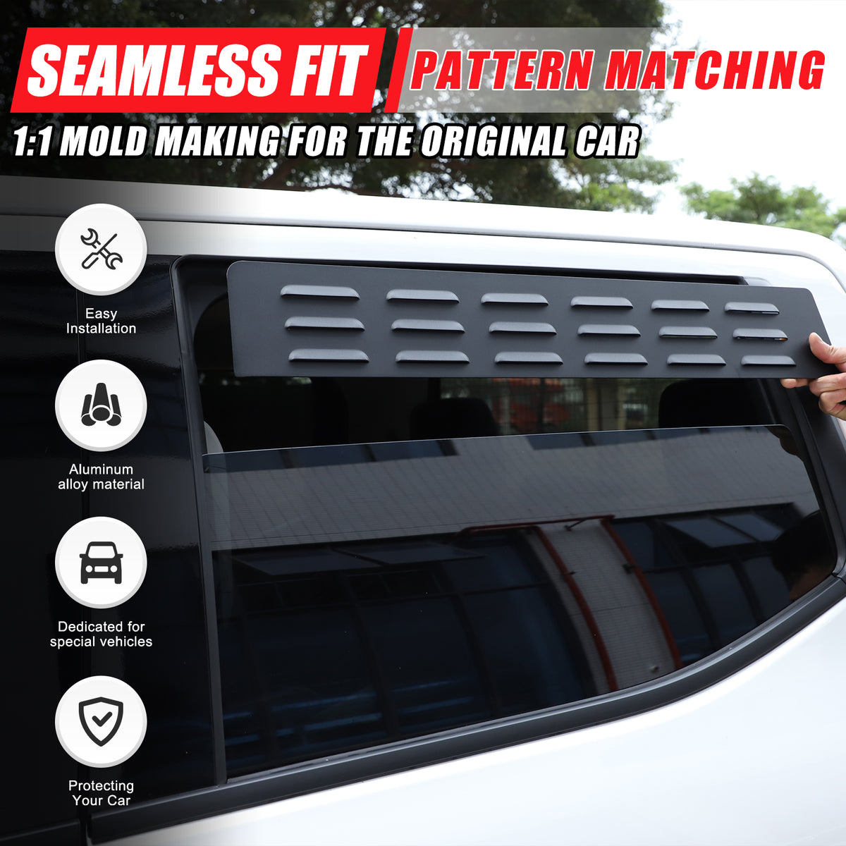 Car Aluminum Rear Side Window Louvers Air Vent Cover Compatible with Toyota Tundra 2022-2023 Rear Side Window Louvers Sun Shade Cover Wind Vent Air Deflector Decoration Exterior Accessories