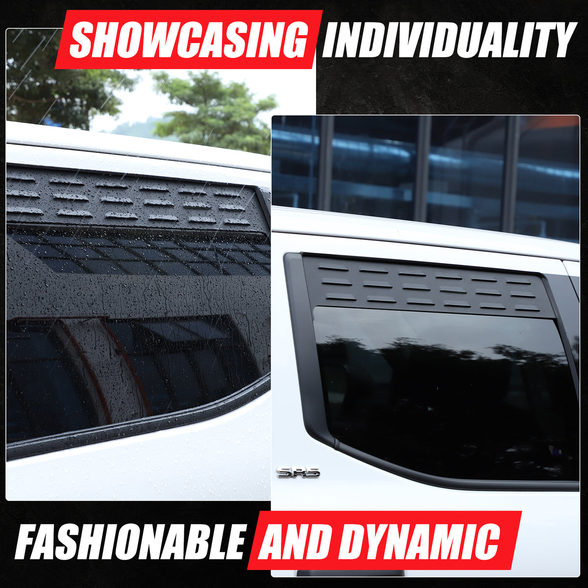 Car Aluminum Rear Side Window Louvers Air Vent Cover Compatible with Toyota Tundra 2022-2023 Rear Side Window Louvers Sun Shade Cover Wind Vent Air Deflector Decoration Exterior Accessories