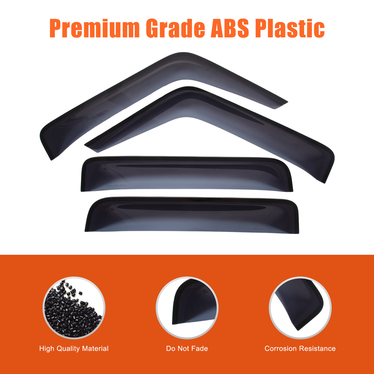 4pcs Original Window Visors Compatible with Mercedes-Benz G-Class 2019-2026 Extra Durable Tape-on, UV Protection Rain Guard, Dark Smoke, In-Channel Style, Original Vent Wind Deflector