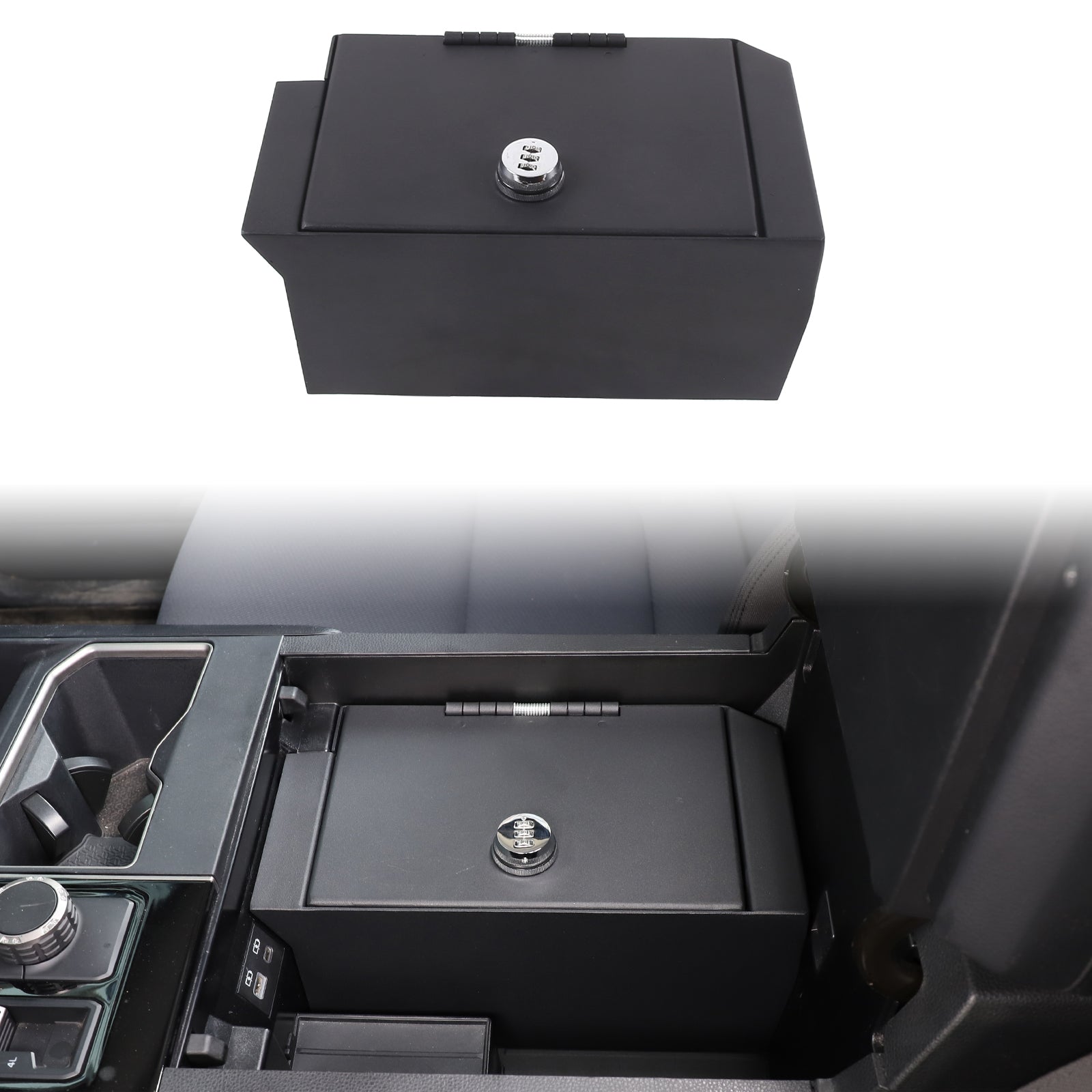 Car Center Console Lock Safe Box Armrest Storage Compatible with Toyota Tundra 2022-2026 Center Console Lock Box Armrest Security Organizer Tray Vault with 3 Digit Combo Password Insert Accessories