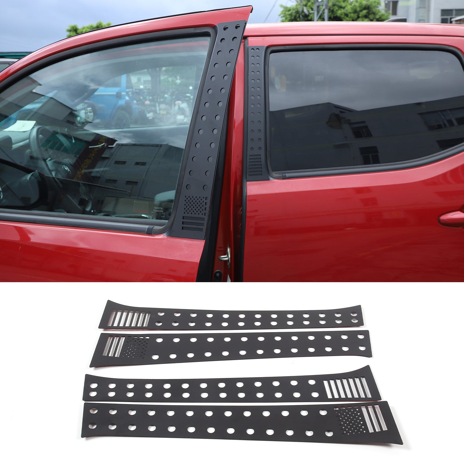 Car Door Window Centerpillar Honeycomb Trim Cover Compatible with Toyota Tacoma 2016-2022, Car Window Center Pillar Post Molding Decorative Panel Protection Cover