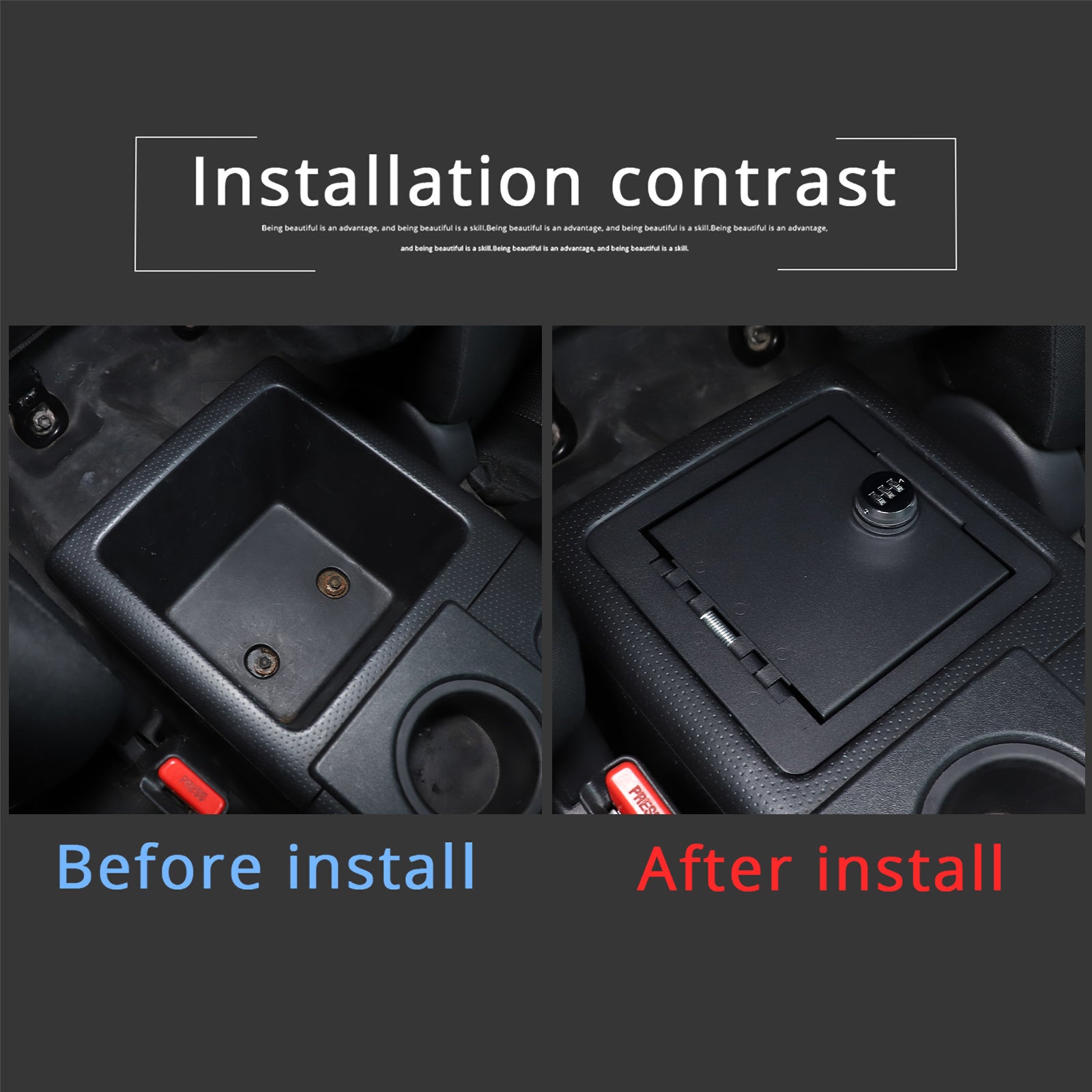 Car Center Console Lock Safe Vault Armrest Storage Compatible Toyot@ FJ Cruiser 2007-2021 Center Console Lock Box Armrest Safe Storage Box Center Console Manager