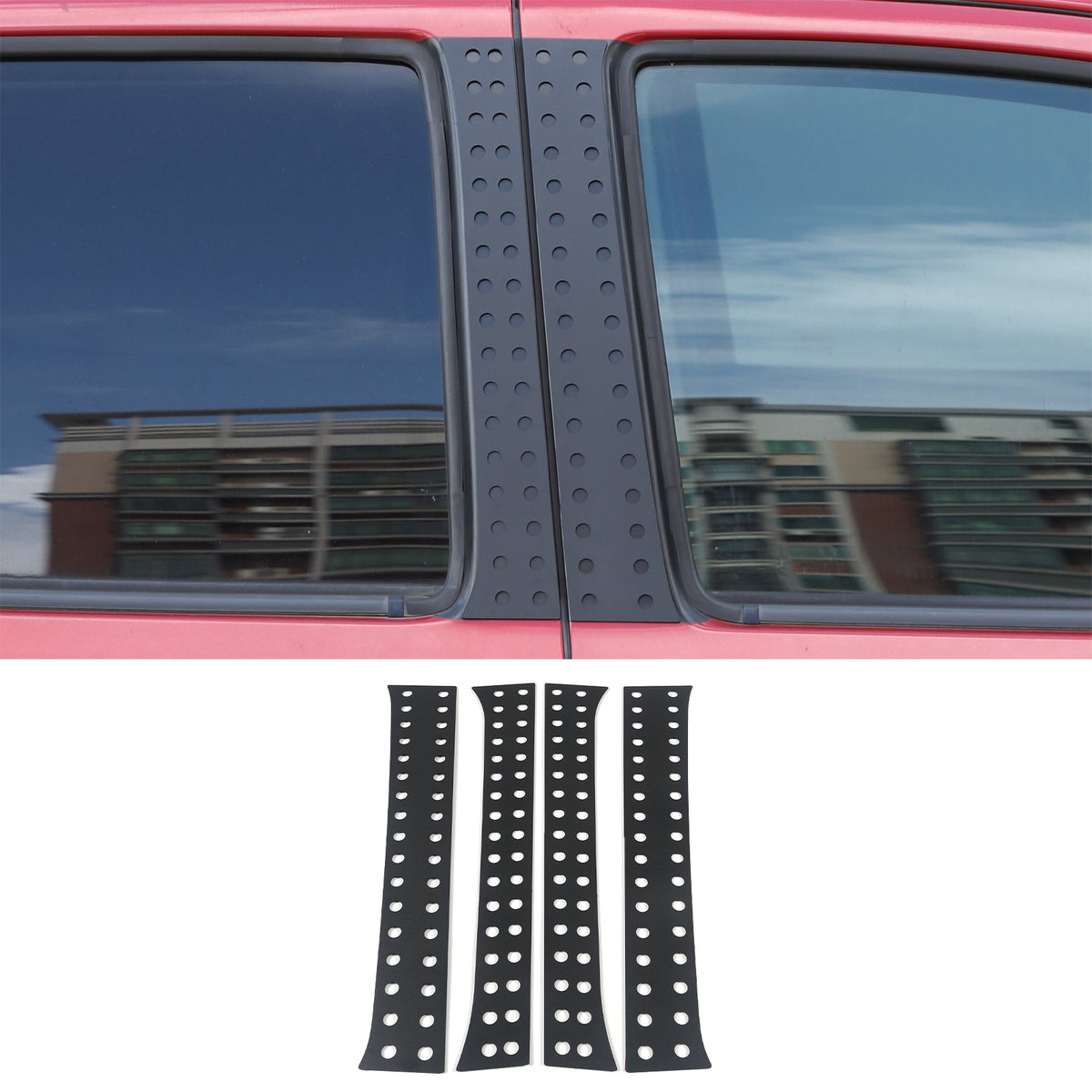 Car Door Window Centerpillar Honeycomb Trim Cover Compatible with Toyota Tacoma 2016-2023, Car Window Center Pillar Post Molding Decorative Panel Protection Cover