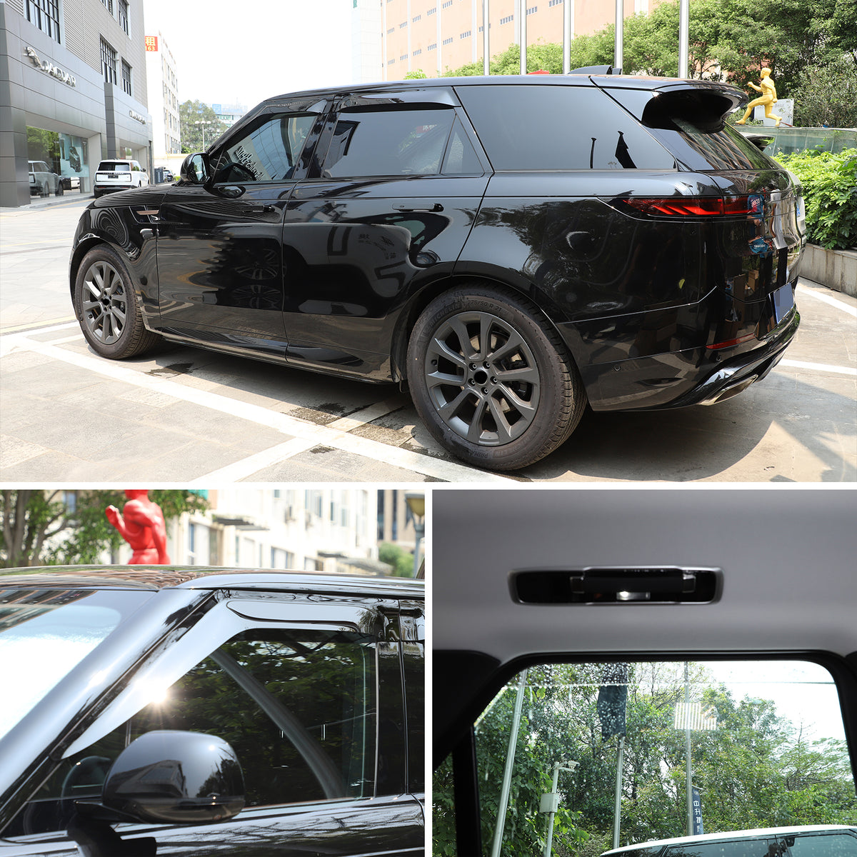 4pcs Original Window Visors Compatible with 2023+ Land Rover Range Rover Sport Extra Durable Tape-on, UV Protection Rain Guard, Dark Smoke, In-Channel Style, Original Vent Wind Deflector