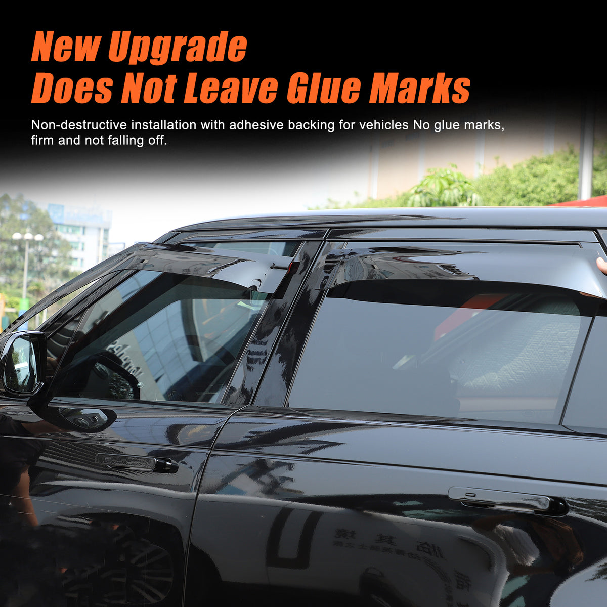 4pcs Original Window Visors Compatible with 2023+ Land Rover Range Rover Sport Extra Durable Tape-on, UV Protection Rain Guard, Dark Smoke, In-Channel Style, Original Vent Wind Deflector