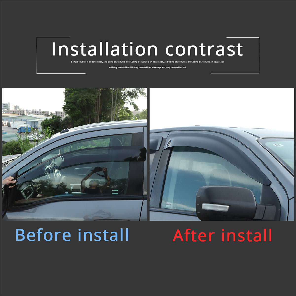4pcs Original Window Visors Compatible with Nissan Titan (4-door) 2016-2023 Extra Durable Tape-on, UV Protection Rain Guard, Dark Smoke, In-Channel Style, Original Vent Wind Deflector