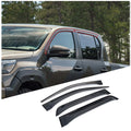 4pcs Original Window Visors Compatible with 2022 Toyota Hilux (4-door)Extra Durable Tape-on, UV Protection Rain Guard, Dark Smoke, In-Channel Style, Original Vent Wind Deflector