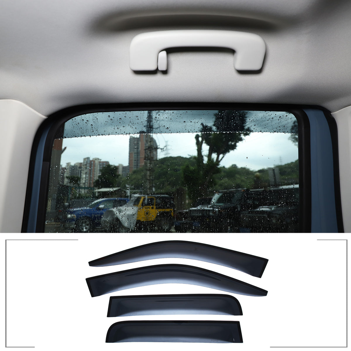 4pcs Original Window Visors Compatible with 2022-2023 Ford Maverick Extra Durable Tape-on, UV Protection Rain Guard, Dark Smoke, In-Channel Style, Original Vent Wind Deflector