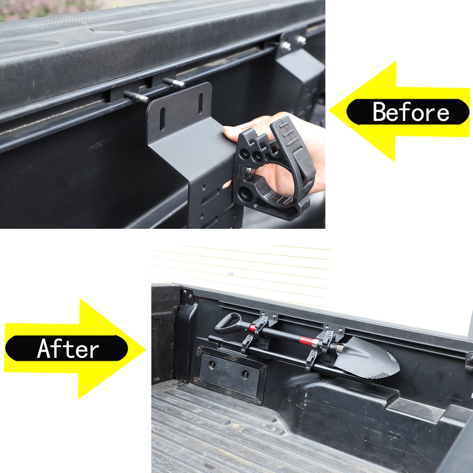 Truck Bed Rail Side Mount Holder for Tacoma 2016-2023 Bed Rail Modular Accessory Mount for Shovels, Recovery Boards, Other Accessories
