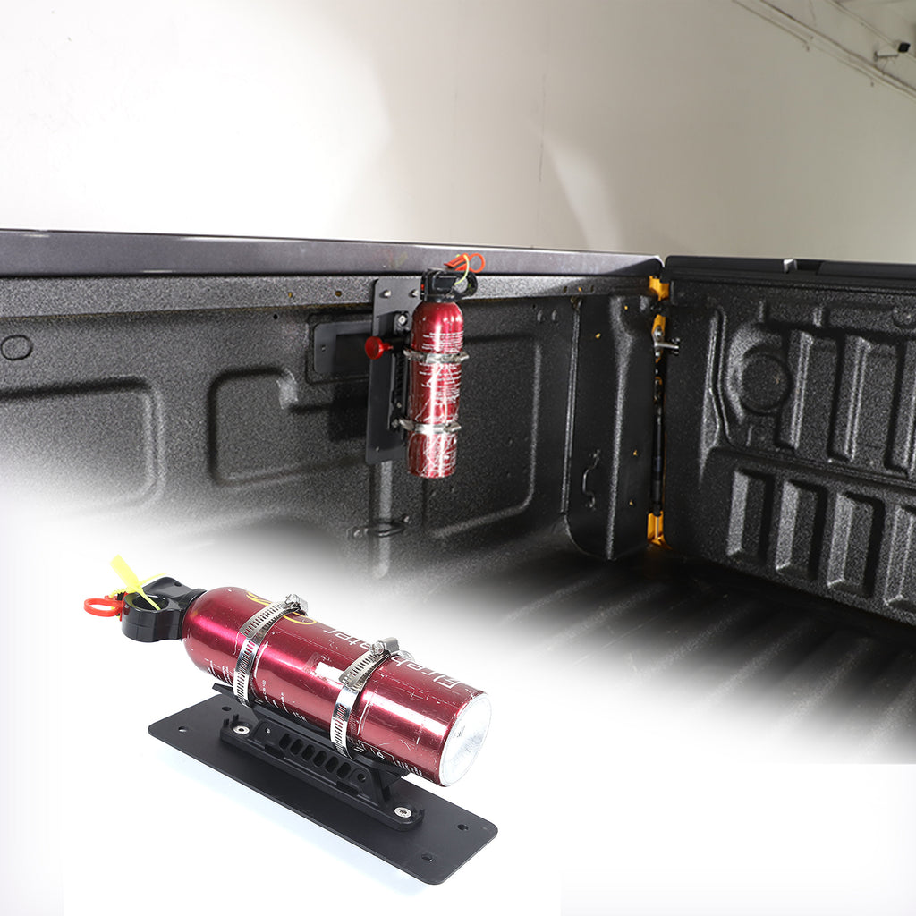 Truck Bed Rail Side Fire Extinguisher Bracket for 2016–2022 Toyota Tacoma/Tundra 2022-2025 Quick Release Roll Bar Fire Extinguisher Adjustable 2 Clamps Mount Bottle Tie Bracket
