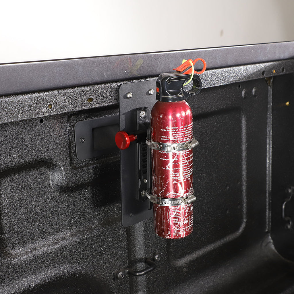 Truck Bed Rail Side Fire Extinguisher Bracket for 2016–2022 Toyota Tacoma/Tundra 2022-2025 Quick Release Roll Bar Fire Extinguisher Adjustable 2 Clamps Mount Bottle Tie Bracket