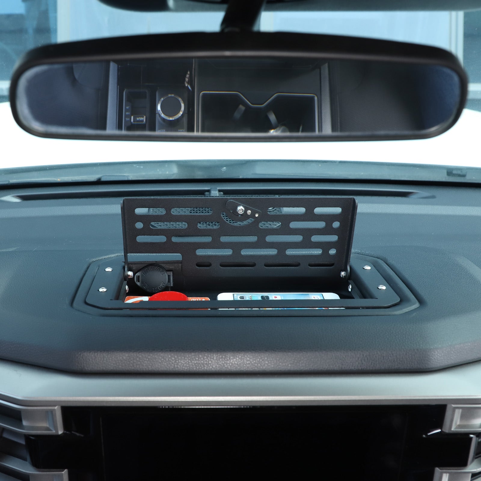 Center Console Dashboard Storage Tray Compatible with Toyota Tundra 2007-2021,Car Instrument Multi-Functional Phone Holder Storage Box Organizer Tray Insert ABS Interior Accessories, with Mat