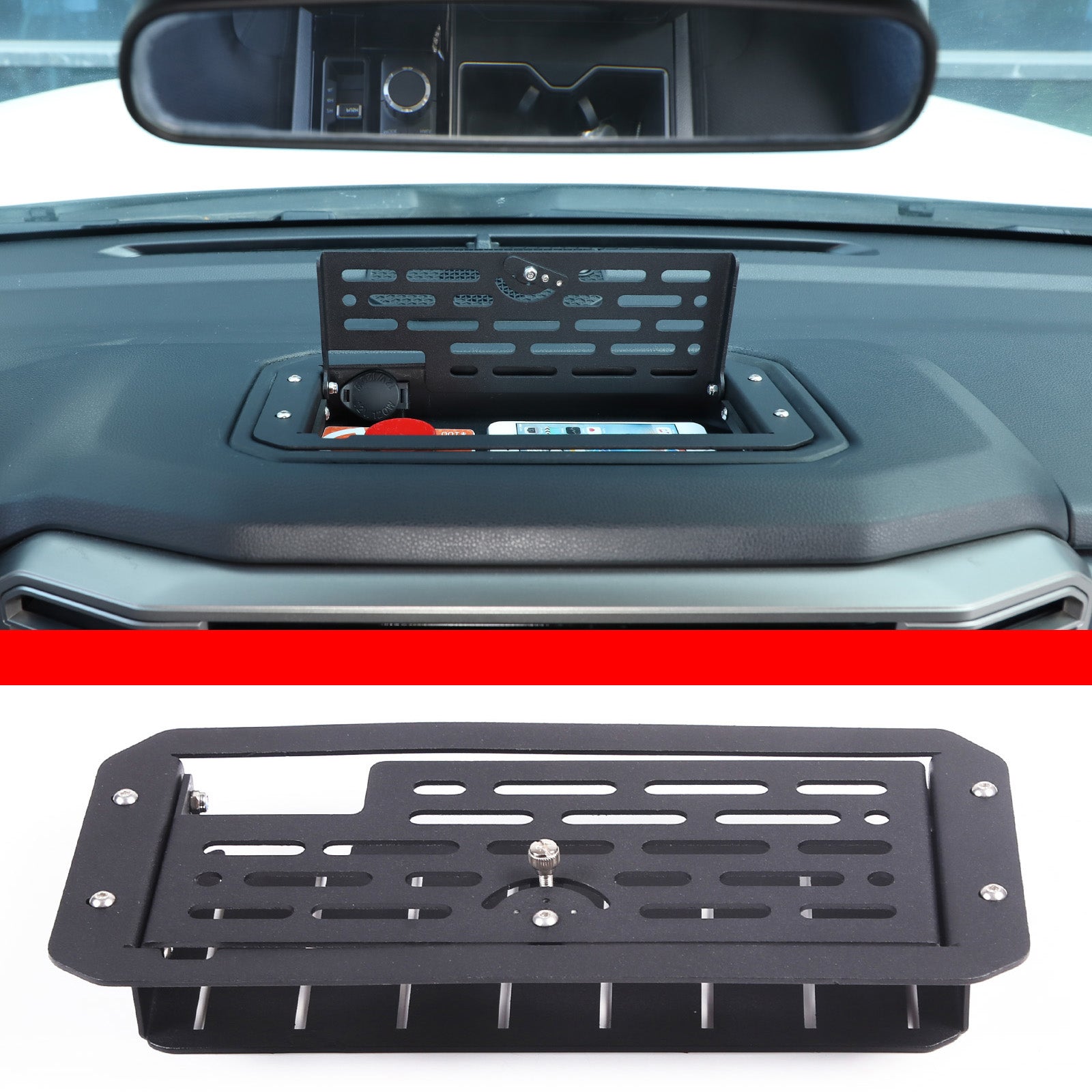 Center Console Dashboard Storage Tray Compatible with Toyota Tundra 2007-2021,Car Instrument Multi-Functional Phone Holder Storage Box Organizer Tray Insert ABS Interior Accessories, with Mat