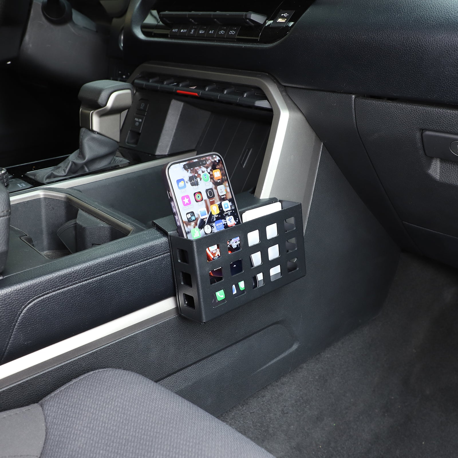 Center Console Side Gear Shift Storage Box Compatible with Toyota Tundra/ Sequoia 2022-2026, Right Side Hanging Organizer Tray Accessories