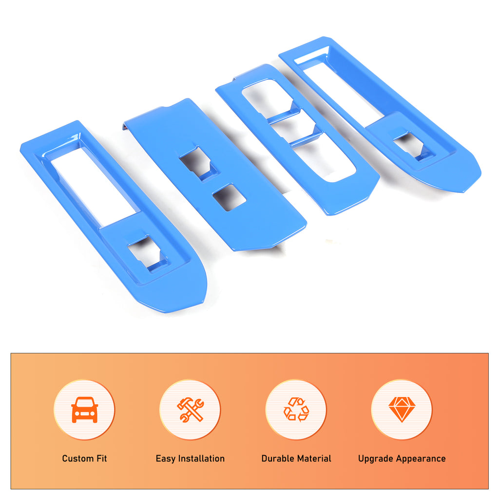 Car Door Window Glass Lift Button Panel Trim Cover Compatible with Toyota Tacoma 2016-2023 Front and Rear 4Pcs Doors Armrest Window Control Power Switch Decorative Frame Sticker Accessories