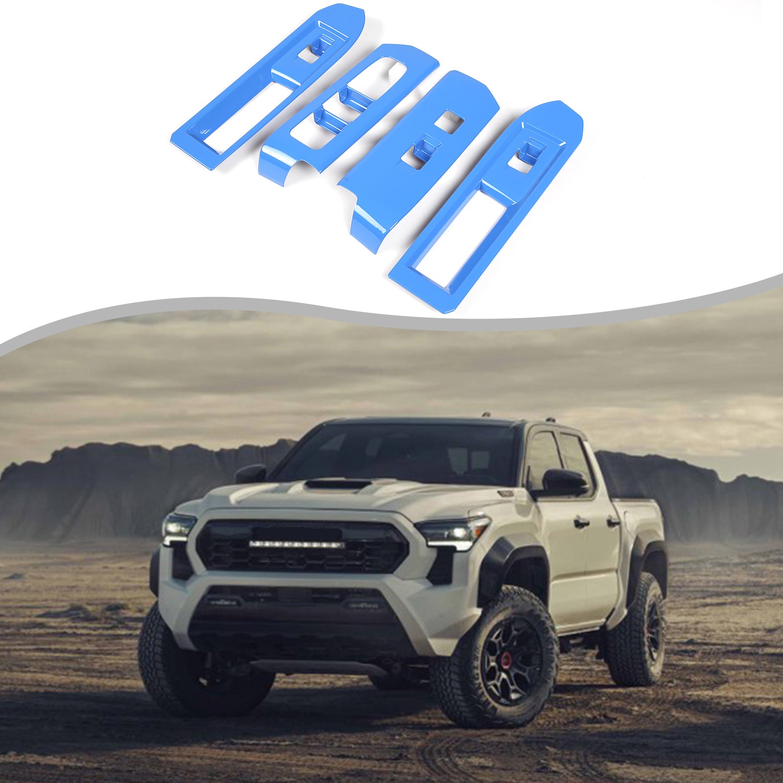 Car Door Window Glass Lift Button Panel Trim Cover Compatible with Toyota Tacoma 2016-2023 Front and Rear 4Pcs Doors Armrest Window Control Power Switch Decorative Frame Sticker Accessories