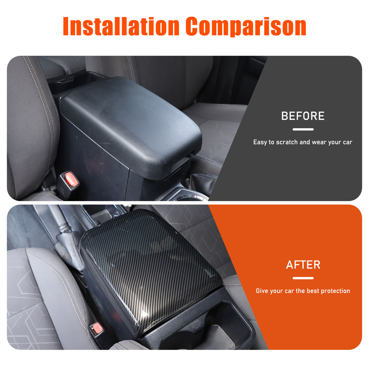 Center Console Armrest Protector Cover Compatible with Toyota Tacoma 2016-2023, Central Armrest Seat Storage Box Cover Waterproof Anti-Scratch ABS Accessories
