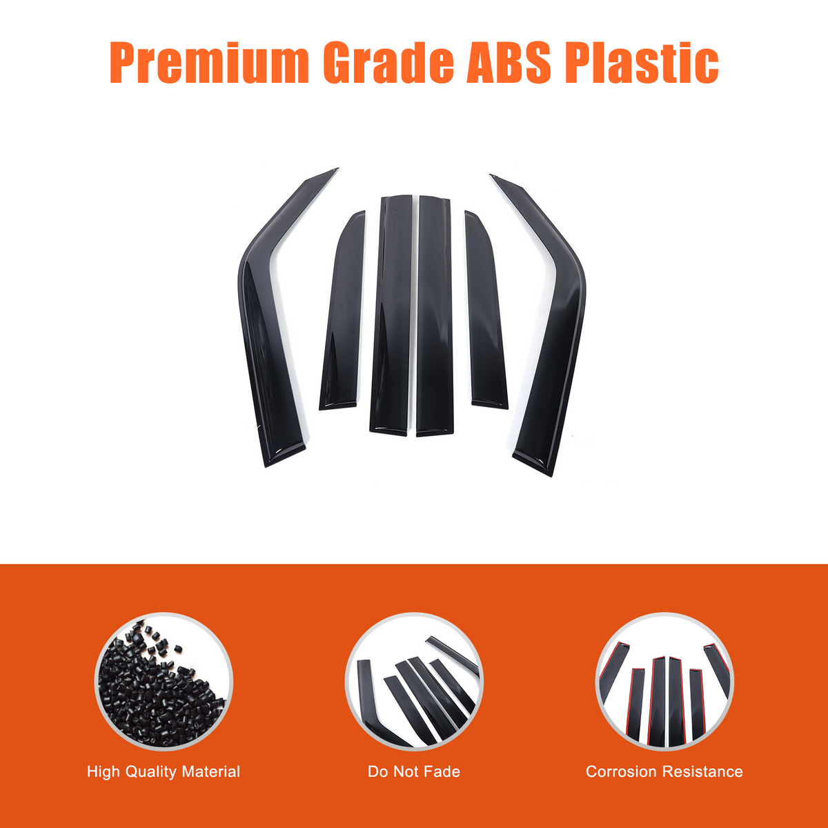 4pcs Original Window Visors Compatible with 2024+ Toyota Prado / Lexus GX Extra Durable Tape-on, UV Protection Rain Guard, Dark Smoke, In-Channel Style, Original Vent Wind Deflector