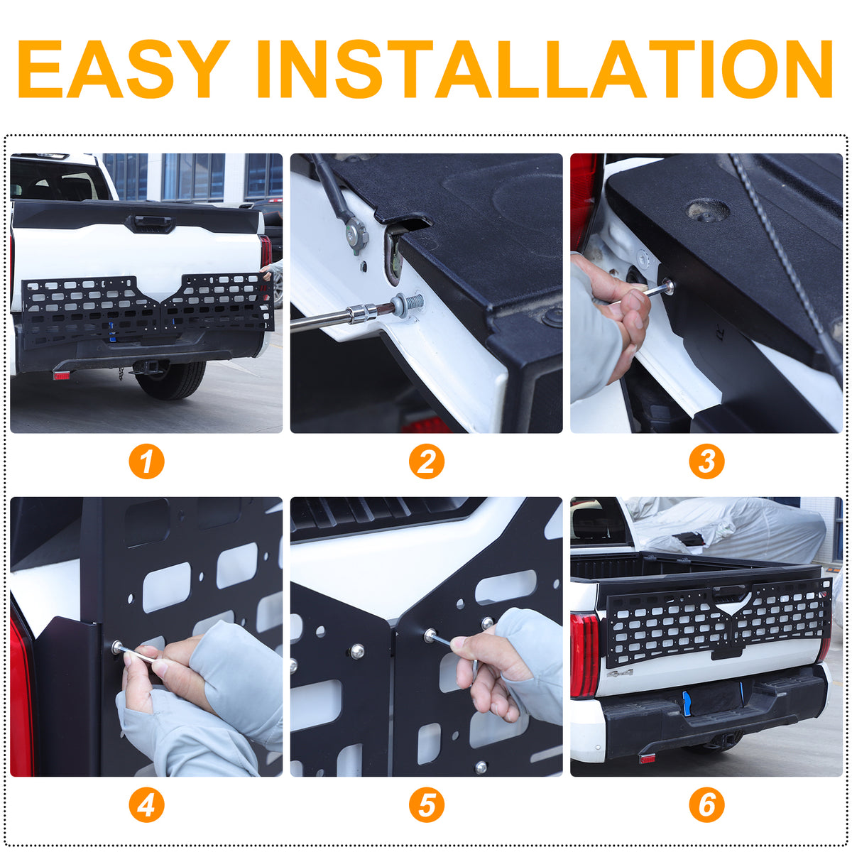 Car Tailgate Molle Panel Compatible with Toyota Tundra 2022-2026, Rear Door Cargo Organizer Tailgate Storage Panel Outside Luggage Rack Accessories