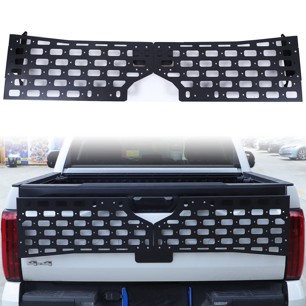 Car Tailgate Molle Panel Compatible with Toyota Tundra 2022-2026, Rear Door Cargo Organizer Tailgate Storage Panel Outside Luggage Rack Accessories