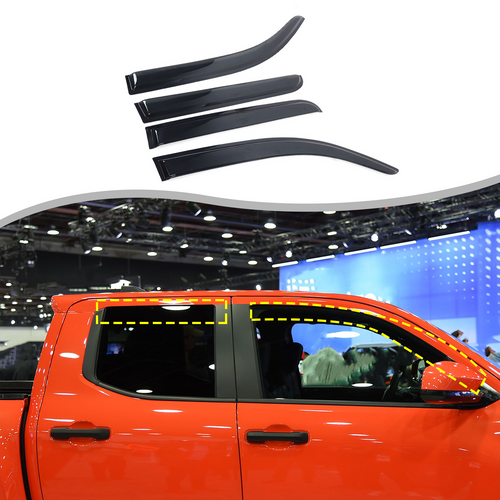 4pcs Original Window Visors Compatible with  Toyota Tacuma 2024+ Extra Durable Tape-on, UV Protection Rain Guard, Dark Smoke, In-Channel Style, Original Vent Wind Deflector