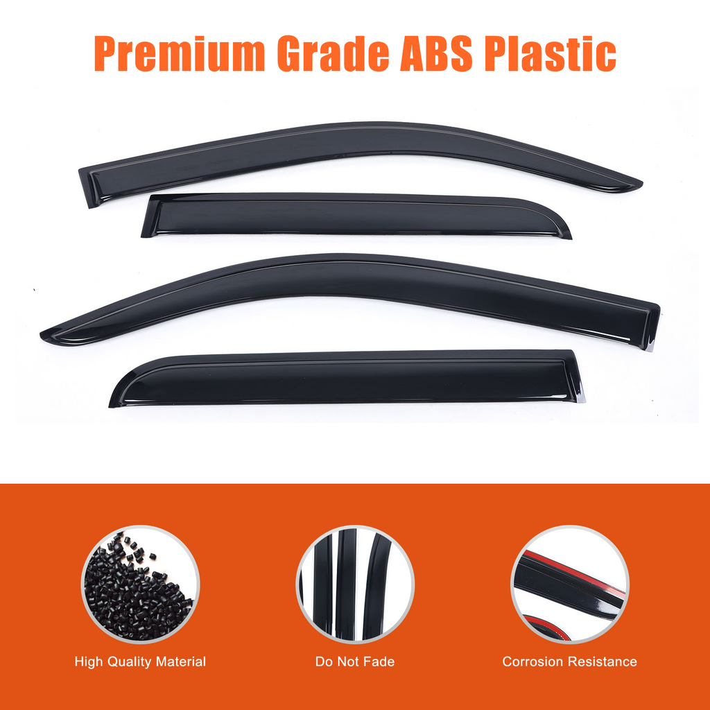 4pcs Original Window Visors Compatible with  Toyota Tacuma 2024+ Extra Durable Tape-on, UV Protection Rain Guard, Dark Smoke, In-Channel Style, Original Vent Wind Deflector