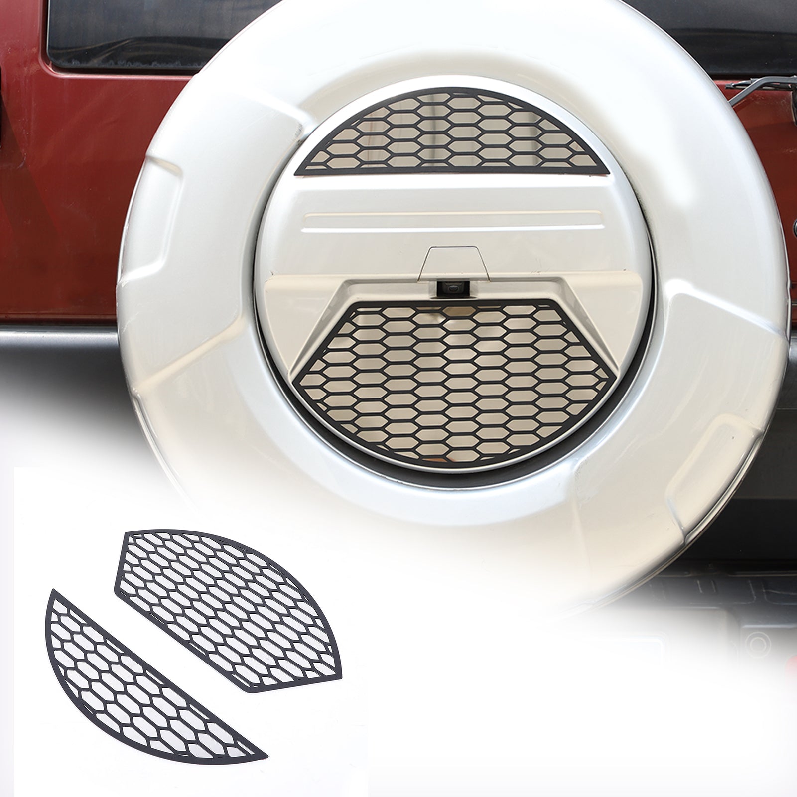 Spare Tire Cover Grill Mesh Trim Cover Compatible with Toyota FJ Cruiser 2007-2021