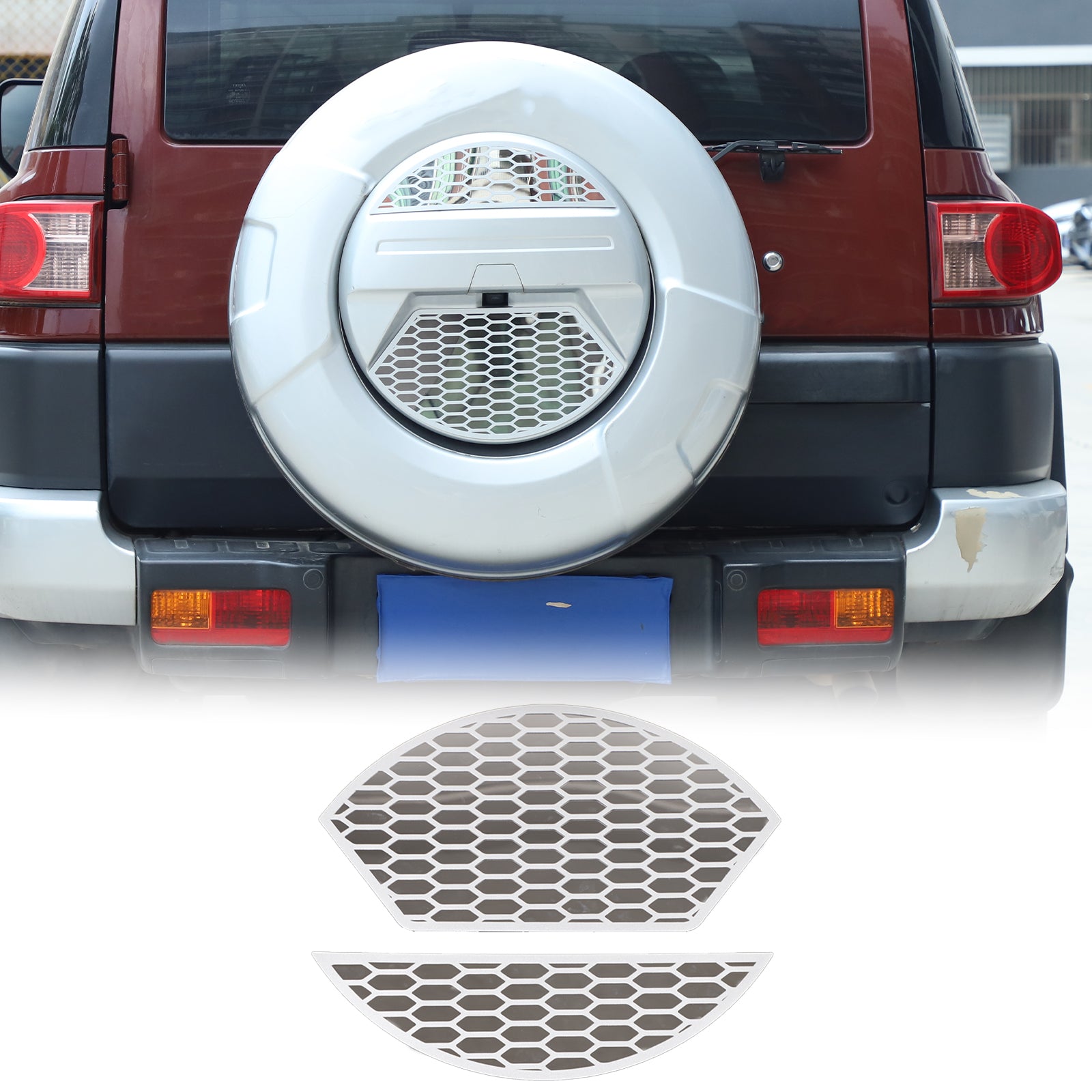Spare Tire Cover Grill Mesh Trim Cover Compatible with Toyota FJ Cruiser 2007-2021