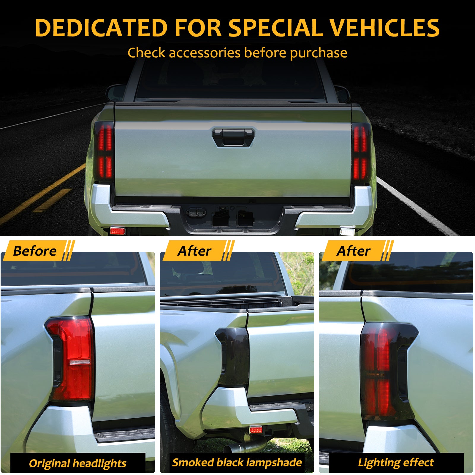 Smoke Car Tail Light Lamp Cover Compatible with Toyota Tacoma 2024 2025 2026