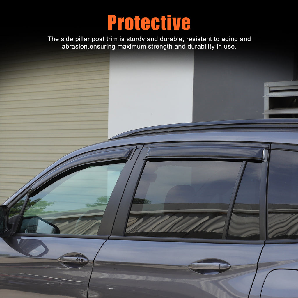 4pcs Original Window Visors Compatible with 2016–2022 Honda Pilot Extra Durable Tape-on, UV Protection Rain Guard, Dark Smoke, In-Channel Style, Original Vent Wind Deflector
