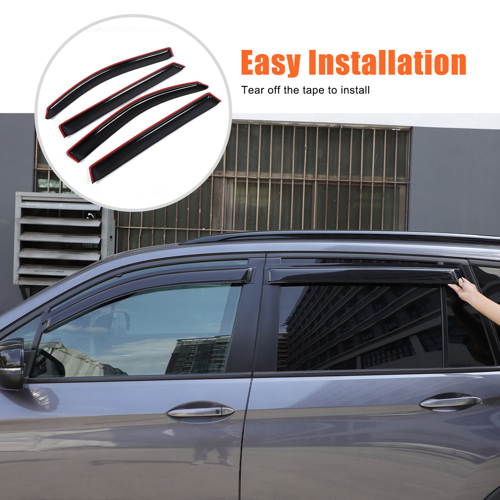 4pcs Original Window Visors Compatible with 2016–2022 Honda Pilot Extra Durable Tape-on, UV Protection Rain Guard, Dark Smoke, In-Channel Style, Original Vent Wind Deflector